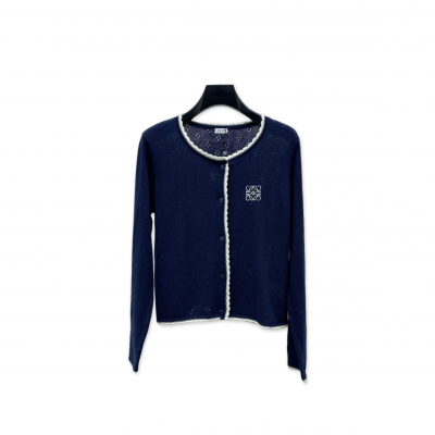 LOEWE LACE COLLAR KNITTED CARDIGAN